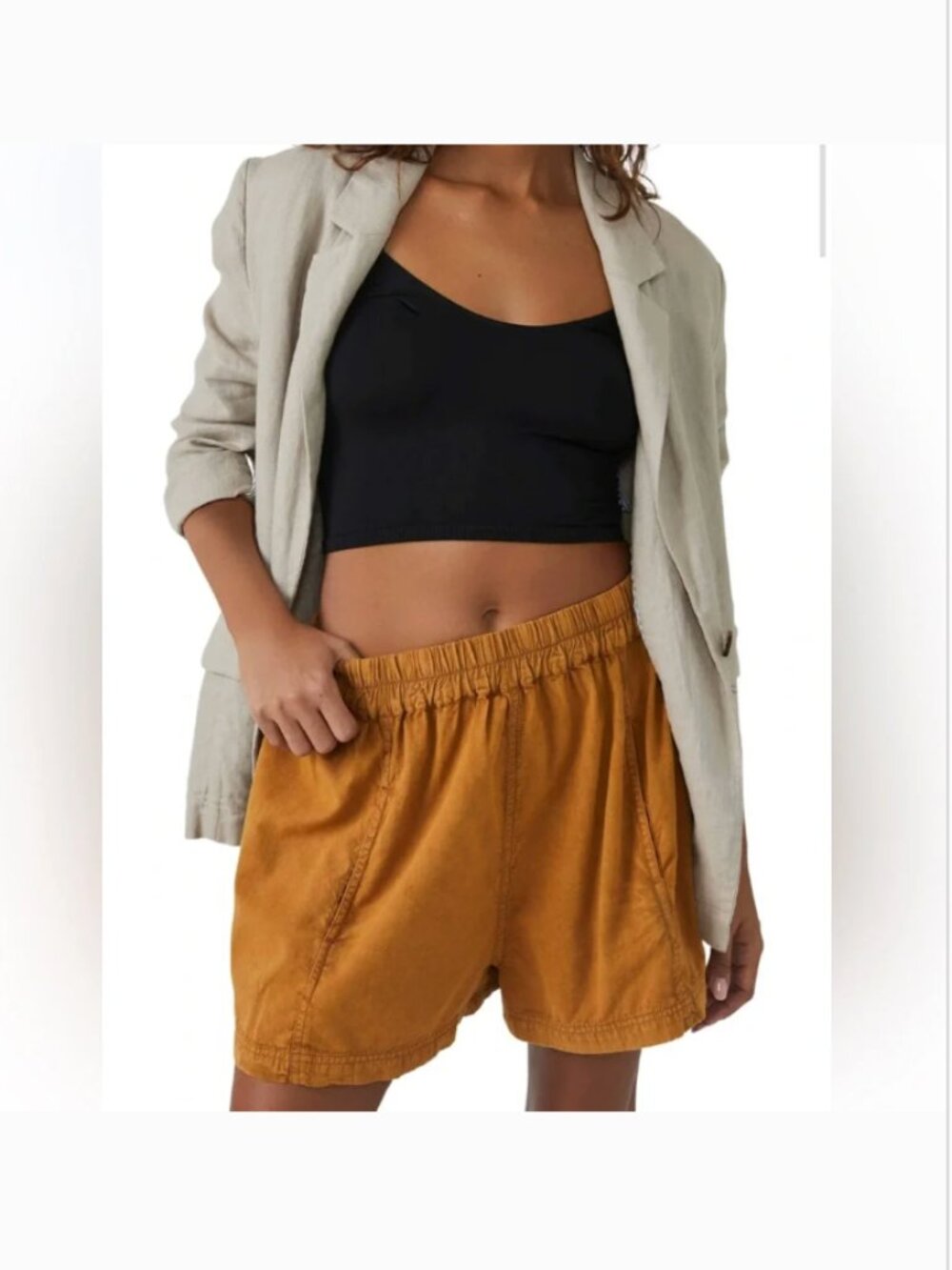 Free People Get Free Poplin Shorts S Spiced Pecan Pull On Boho Pockets High Rise